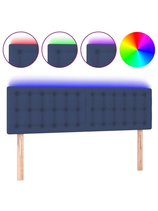 Gultas galvgalis ar LED, 144x5x78/88 cm, zils audums