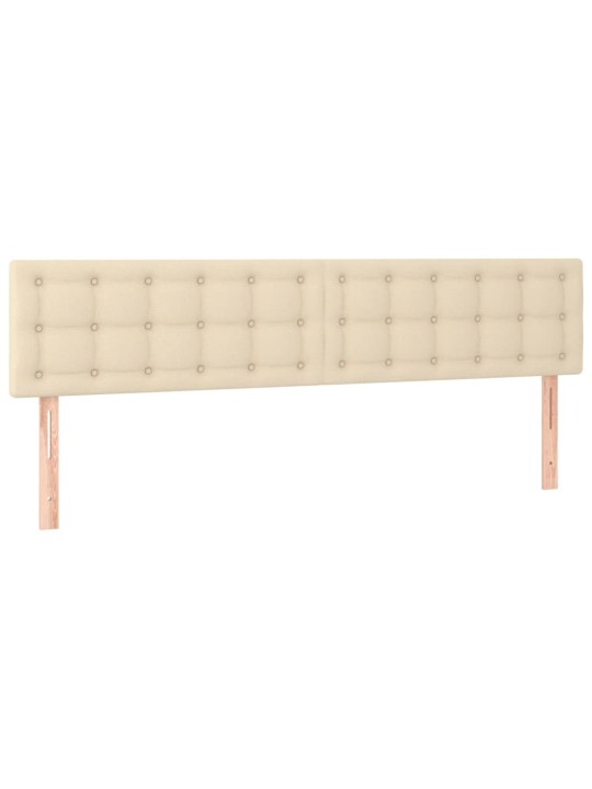Gultas galvgalis ar LED, 160x5x78/88 cm, krēmkrāsas audums