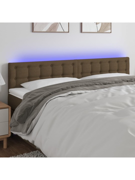 Gultas galvgalis ar led, 180x5x78/88 cm, tumši brūns audums