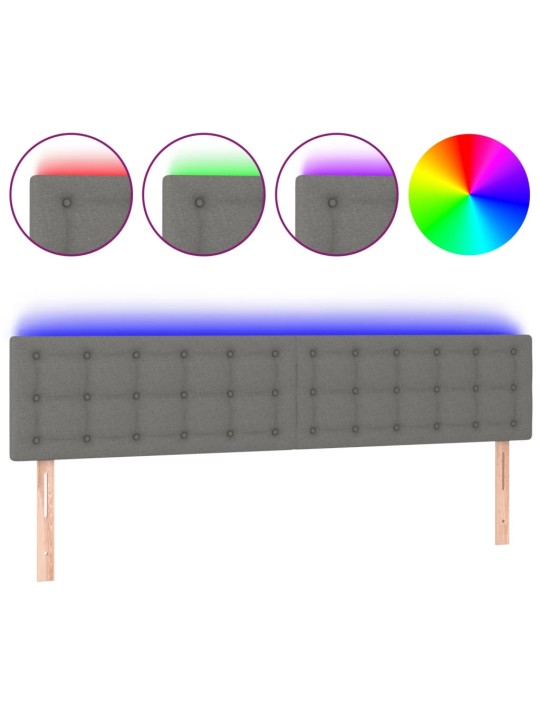 Gultas galvgalis ar led, 200x5x78/88 cm, tumši pelēks audums