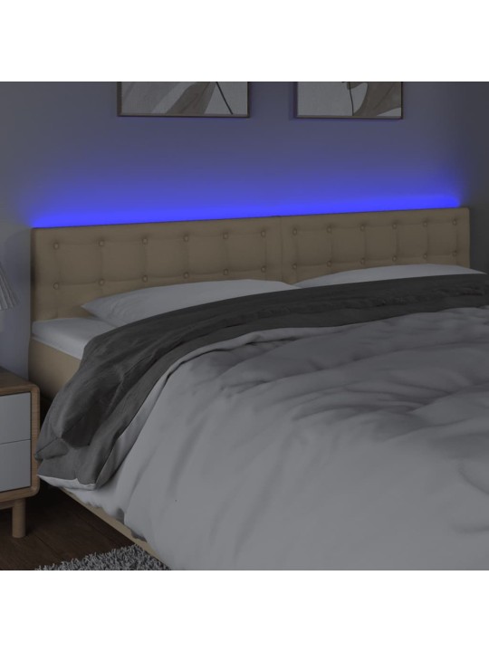 Gultas galvgalis ar led, 200x5x78/88 cm, krēmkrāsas audums