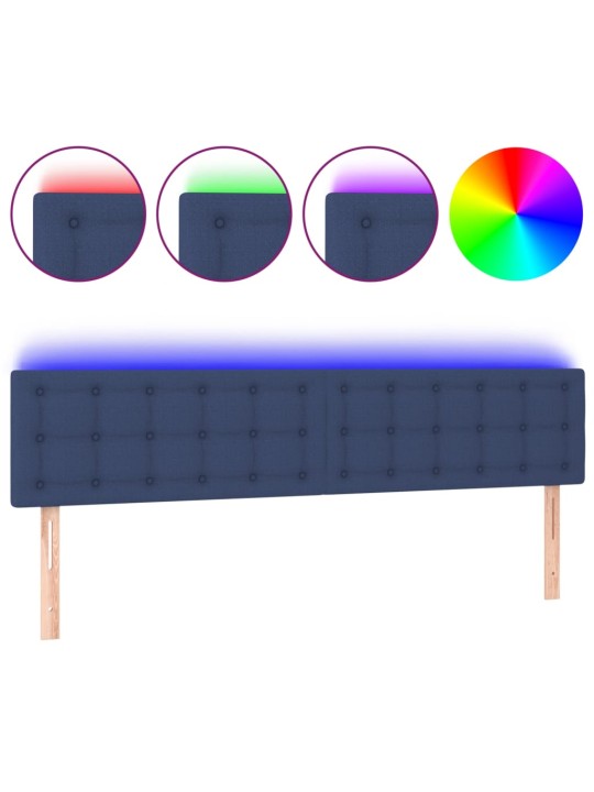 Gultas galvgalis ar led, 200x5x78/88 cm, zils audums