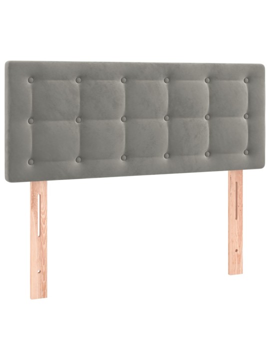 Gultas galvgalis ar led, 80x5x78/88 cm, gaiši pelēks samts