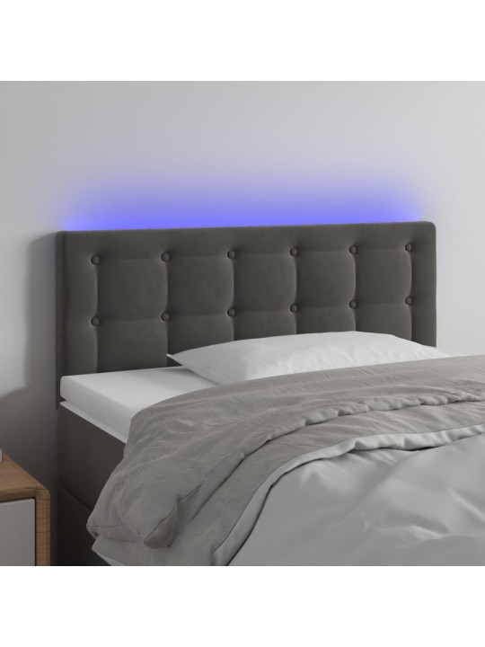 Gultas galvgalis ar led, 80x5x78/88 cm, tumši pelēks samts