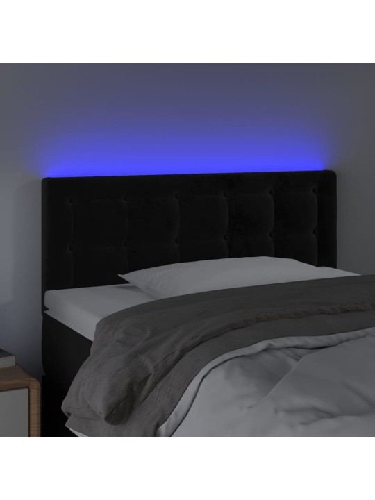 Gultas galvgalis ar led, 80x5x78/88 cm, melns samts