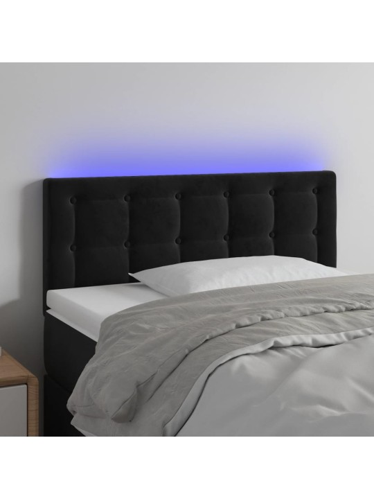 Gultas galvgalis ar led, 80x5x78/88 cm, melns samts
