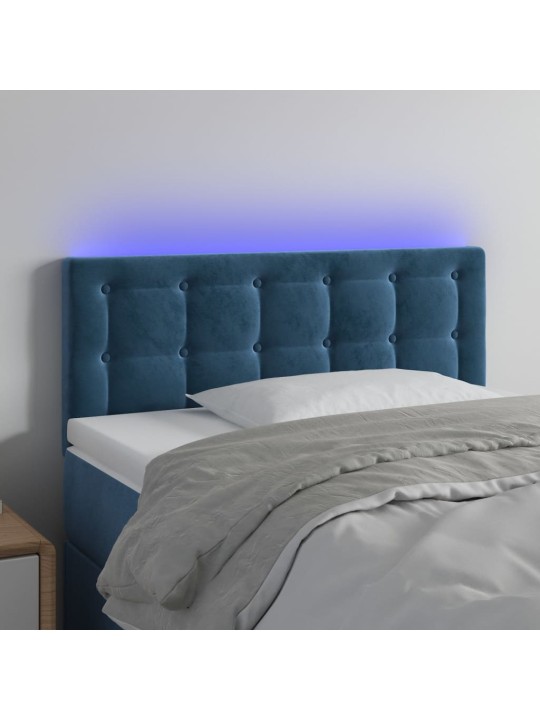 Gultas galvgalis ar led, 80x5x78/88 cm, tumši zils samts