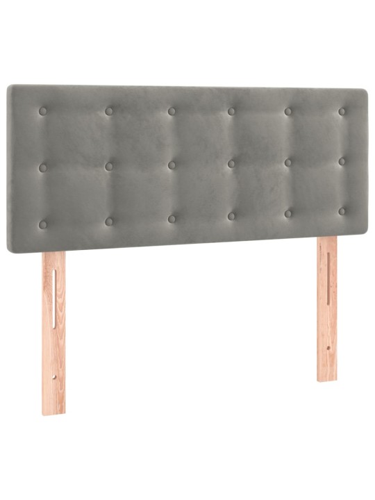 Gultas galvgalis ar led, 90x5x78/88 cm, gaiši pelēks samts