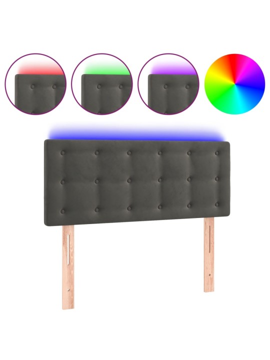 Gultas galvgalis ar led, 90x5x78/88 cm, tumši pelēks samts