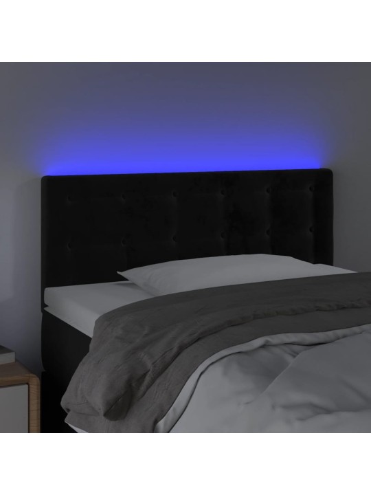 Gultas galvgalis ar led, 90x5x78/88 cm, melns samts
