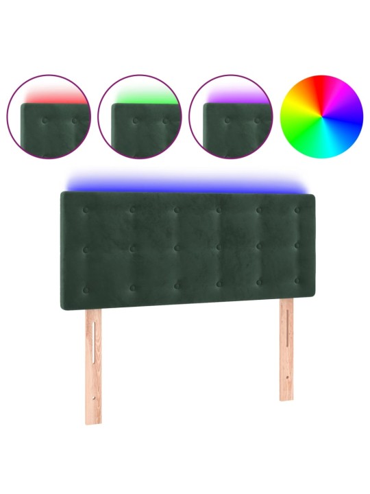 Gultas galvgalis ar led, 90x5x78 cm, tumši zaļš samts
