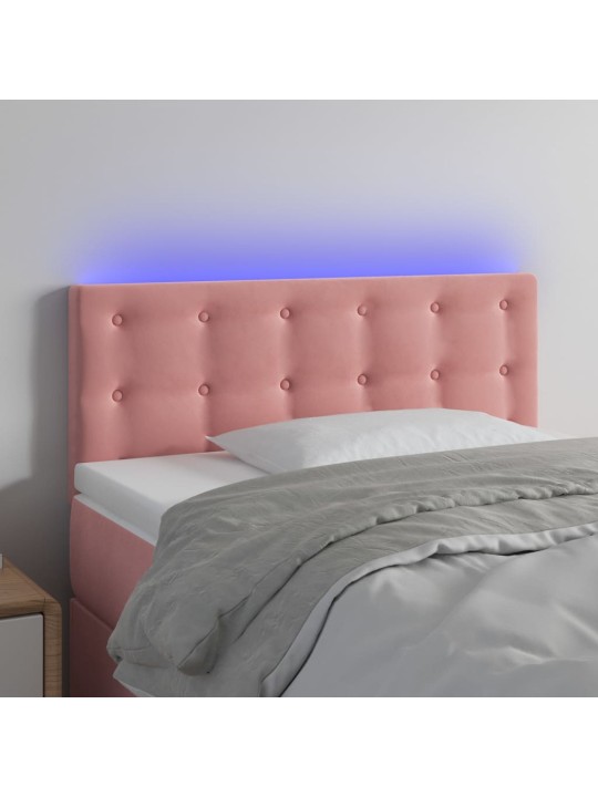 Gultas galvgalis ar led, 90x5x78/88 cm, rozā samts