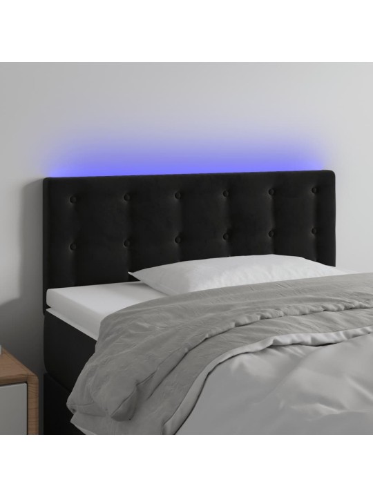 Gultas galvgalis ar LED, 100x5x78/88 cm, melns samts