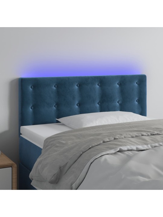 Gultas galvgalis ar led, 100x5x78/88 cm, zils samts