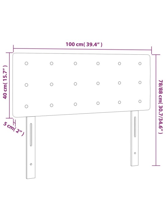 Gultas galvgalis ar LED, 100x5x78/88 cm, rozā samts