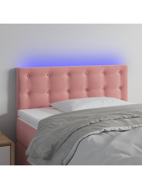 Gultas galvgalis ar LED, 100x5x78/88 cm, rozā samts