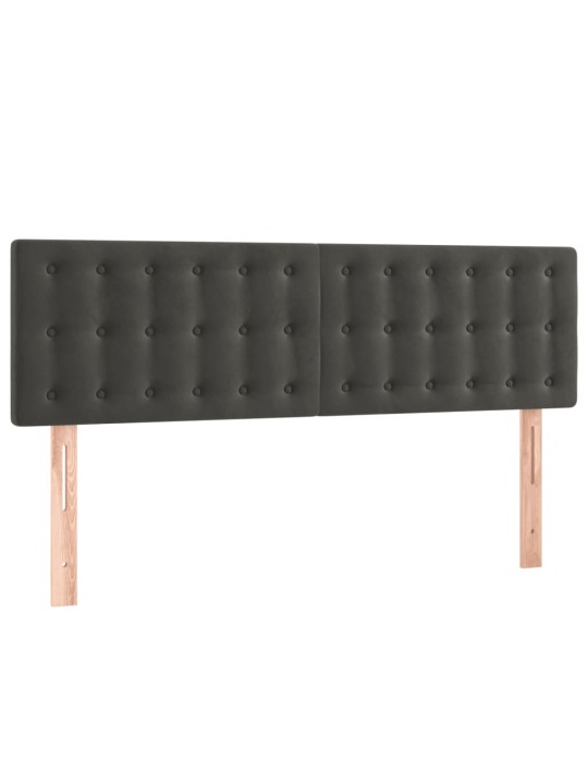 Gultas galvgalis ar LED, 144x5x78/88 cm, tumši pelēks samts