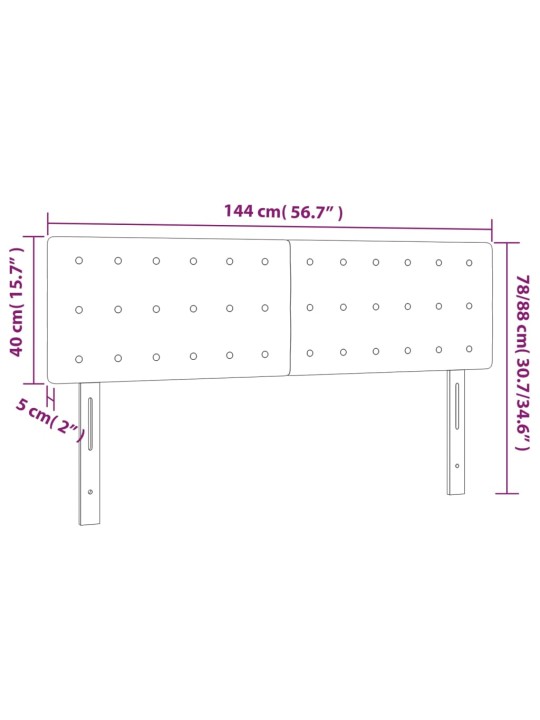 Gultas galvgalis ar LED, 144x5x78/88 cm, zils samts