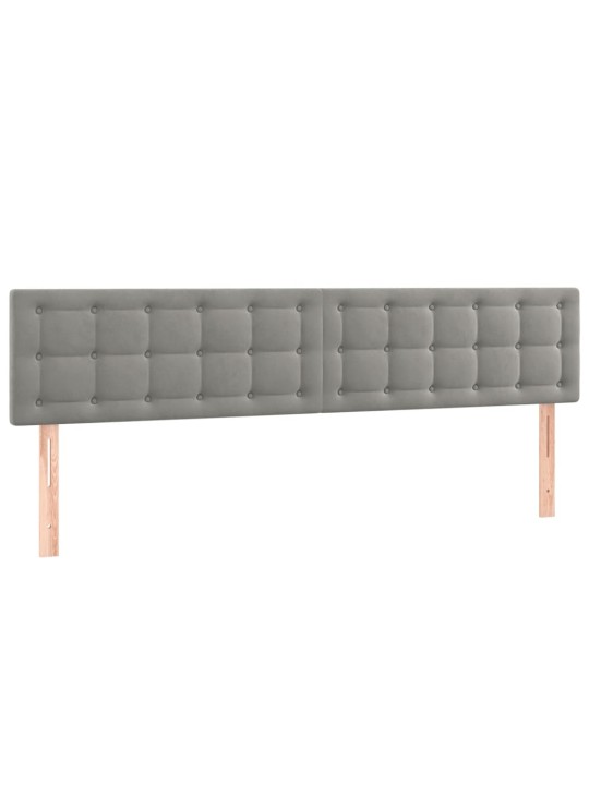 Gultas galvgalis ar LED, 160x5x78/88 cm, gaiši pelēks samts
