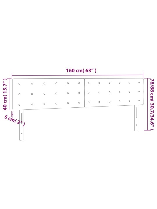 Gultas galvgalis ar LED, 160x5x78/88 cm, tumši pelēks samts