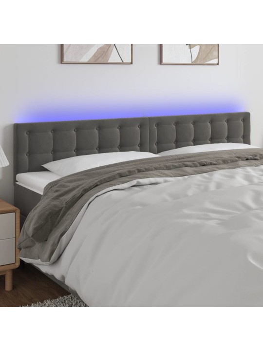 Gultas galvgalis ar LED, 160x5x78/88 cm, tumši pelēks samts