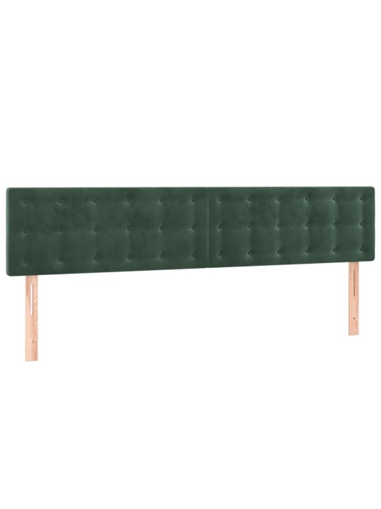 Gultas galvgalis ar led, 160x5x78/88 cm, tumši zaļš samts