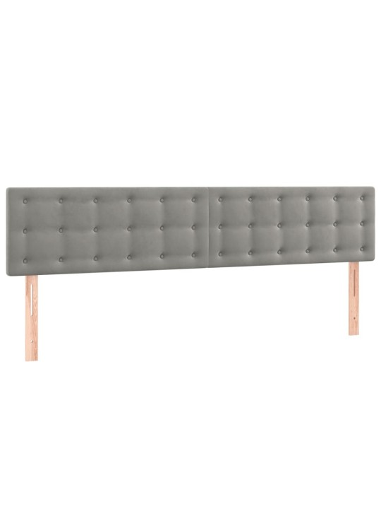 Gultas galvgalis ar LED, 180x5x78/88 cm, gaiši pelēks samts