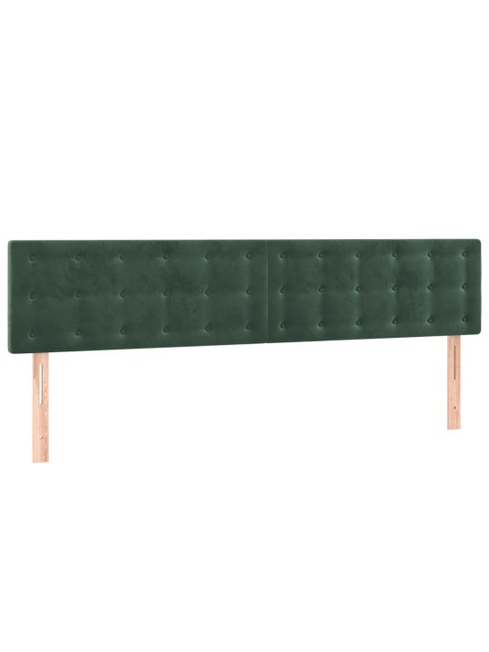 Gultas galvgalis ar led, 180x5x78/88 cm, tumši zaļš samts