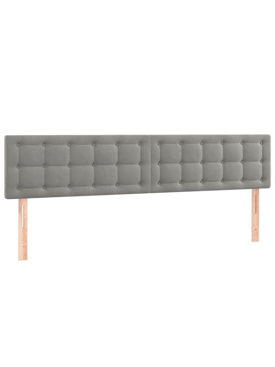 Gultas galvgalis ar led, 200x5x78/88 cm, gaiši pelēks samts