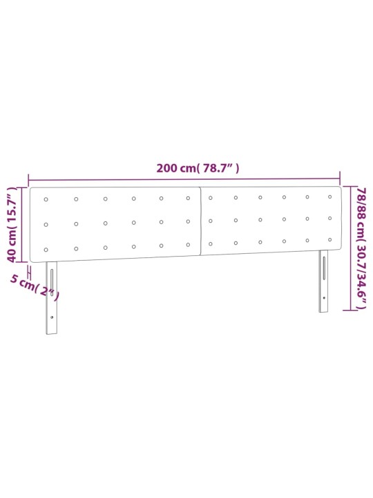 Gultas galvgalis ar led, 200x5x78/88 cm, tumši zils samts