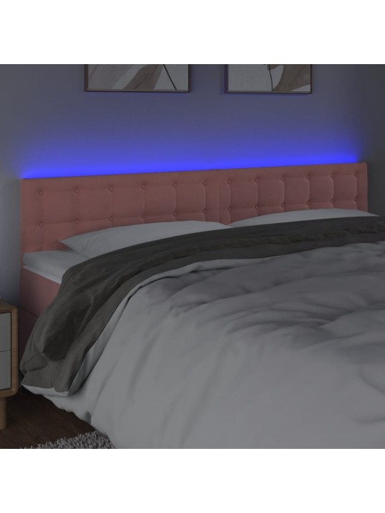Gultas galvgalis ar led, 200x5x78/88 cm, rozā samts