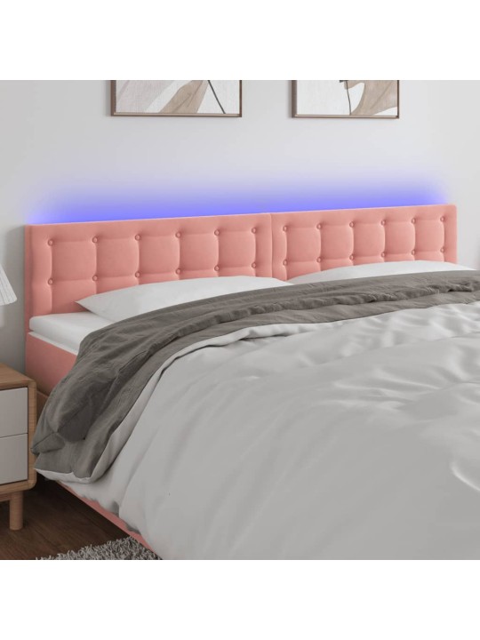 Gultas galvgalis ar led, 200x5x78/88 cm, rozā samts