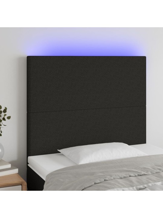 Gultas galvgalis ar led, 80x5x118/128 cm, melns audums
