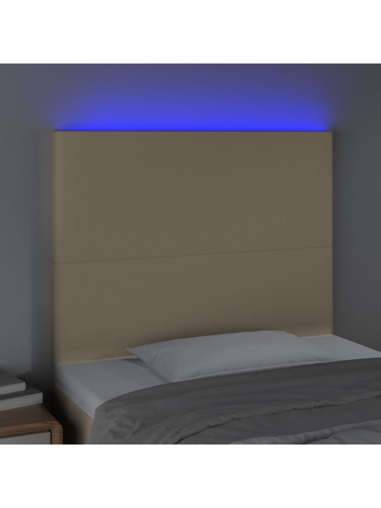 Gultas galvgalis ar led, 80x5x118/128 cm, krēmkrāsas audums