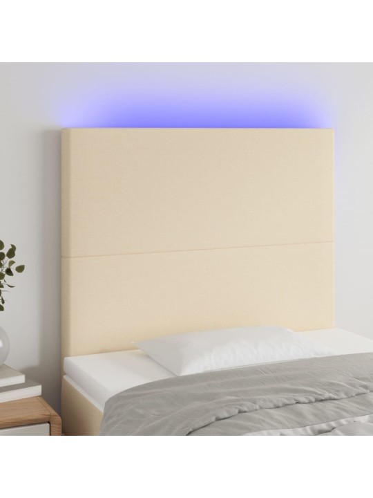 Gultas galvgalis ar led, 80x5x118/128 cm, krēmkrāsas audums