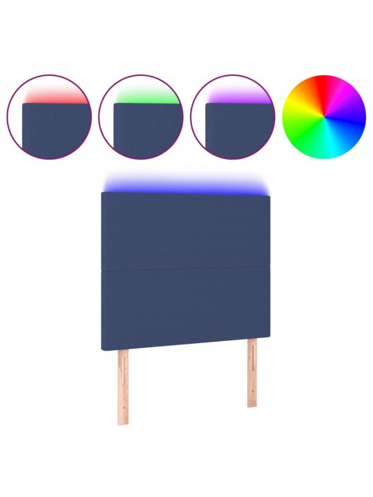 Gultas galvgalis ar led, 80x5x118/128 cm, zils audums