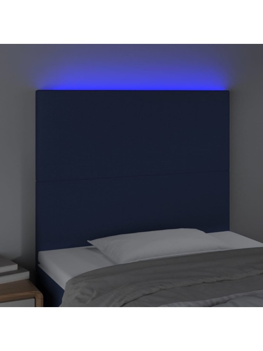 Gultas galvgalis ar led, 80x5x118/128 cm, zils audums