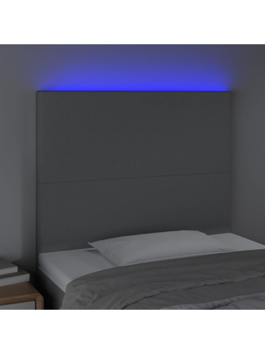 Gultas galvgalis ar led, 90x5x118/128 cm, gaiši pelēks audums