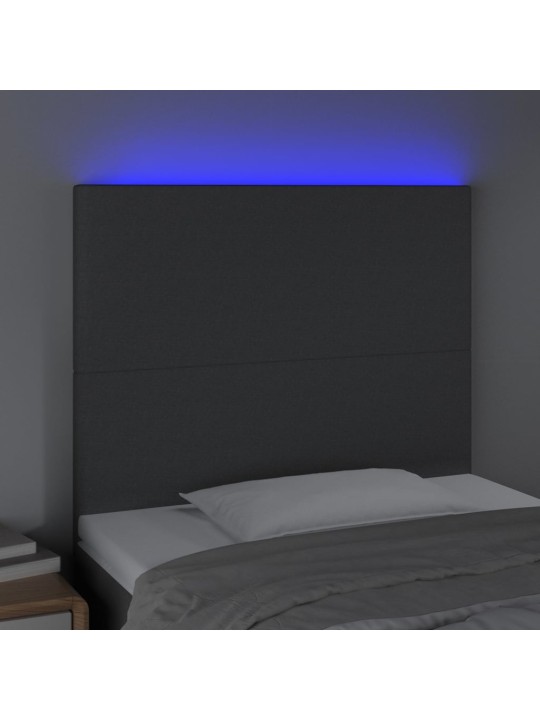 Gultas galvgalis ar led, 90x5x118/128 cm, tumši pelēks audums