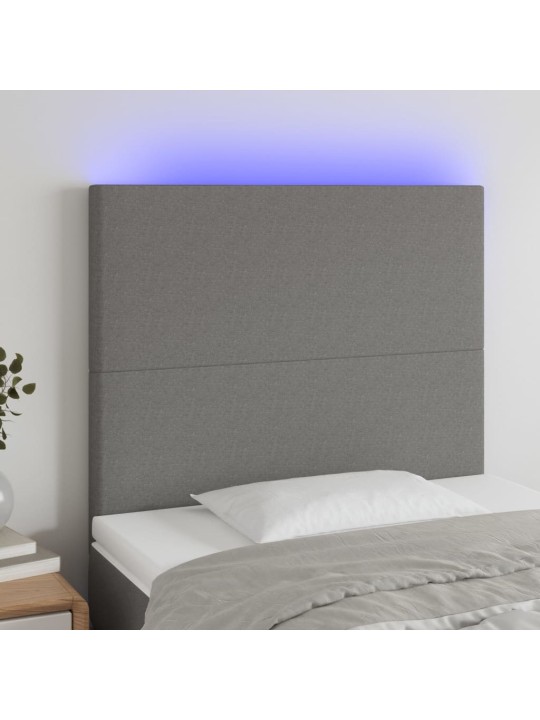 Gultas galvgalis ar led, 90x5x118/128 cm, tumši pelēks audums
