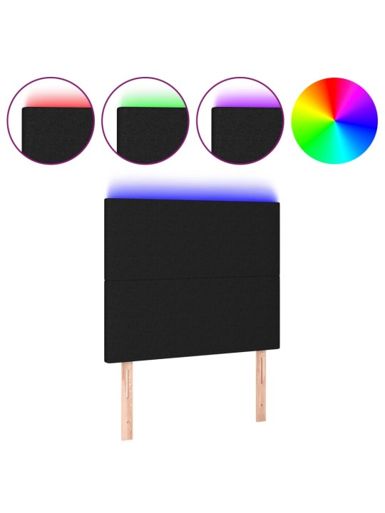 Gultas galvgalis ar led, 90x5x118/128 cm, melns audums