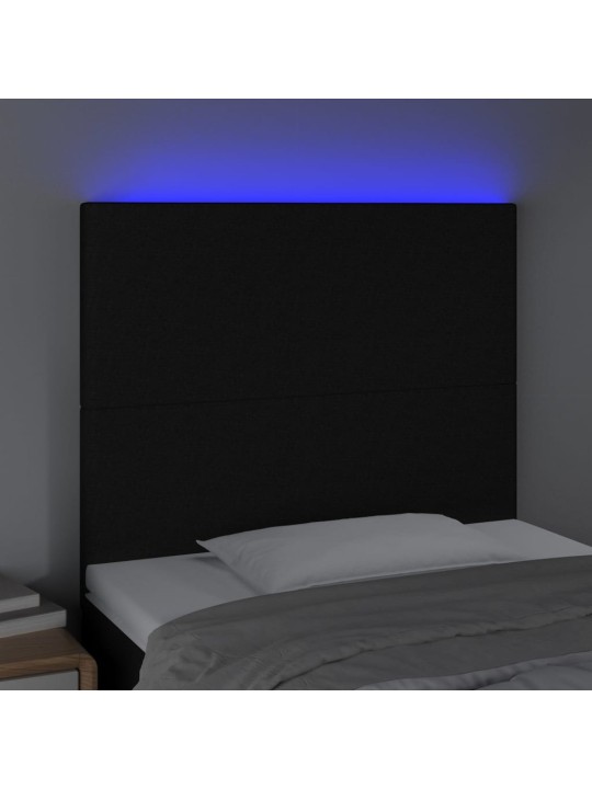 Gultas galvgalis ar led, 90x5x118/128 cm, melns audums