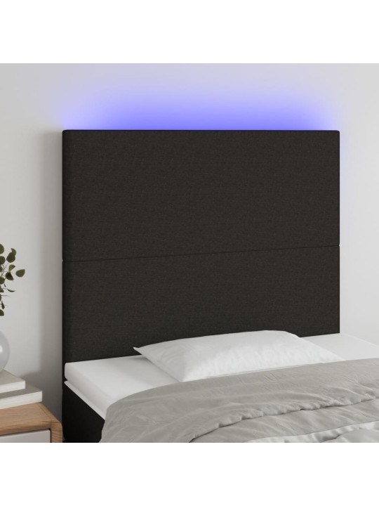 Gultas galvgalis ar led, 90x5x118/128 cm, melns audums