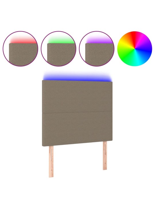 Gultas galvgalis ar led, 90x5x118/128 cm, pelēkbrūns audums
