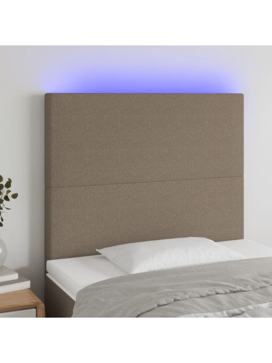 Gultas galvgalis ar led, 90x5x118/128 cm, pelēkbrūns audums