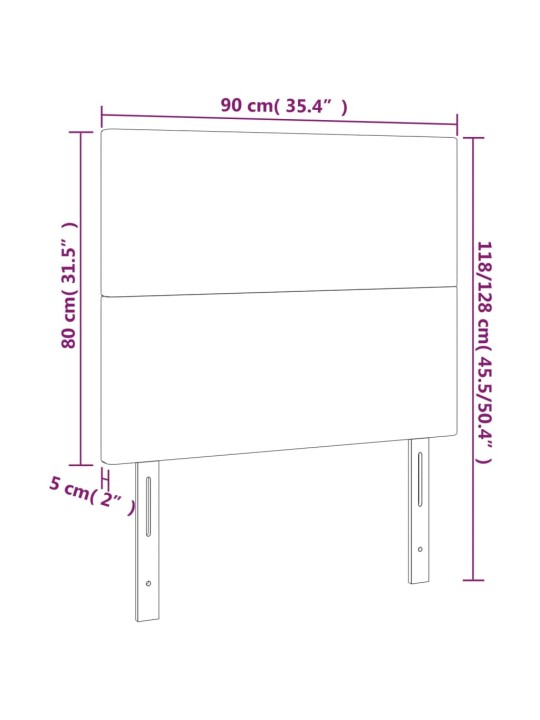 Gultas galvgalis ar led, 90x5x118/128 cm, krēmkrāsas audums