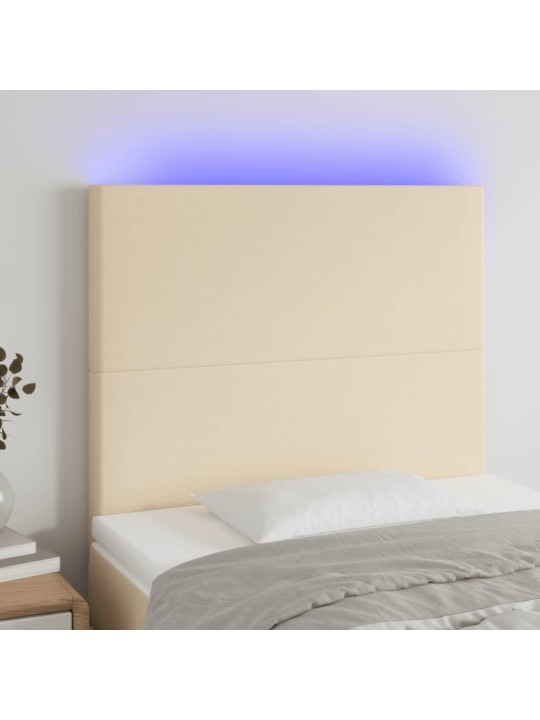 Gultas galvgalis ar led, 90x5x118/128 cm, krēmkrāsas audums