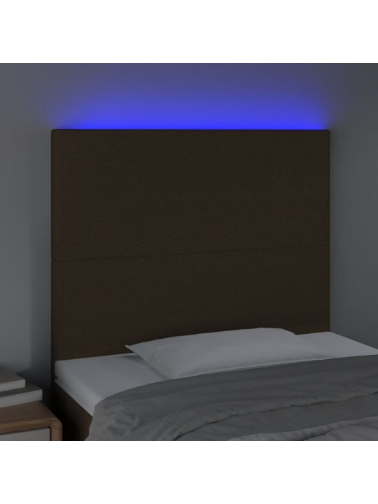 Gultas galvgalis ar LED, 100x5x118/128 cm, tumši brūns audums