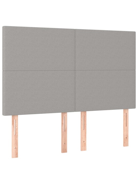 Gultas galvgalis ar LED, 144x5x118/128 cm, gaiši pelēks audums