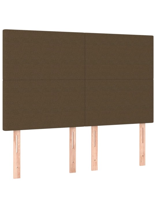 Gultas galvgalis ar led, 144x5x118/128 cm, tumši brūns audums
